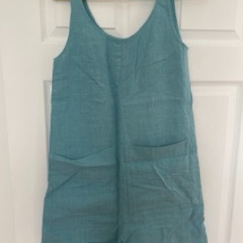 Ilana Kohn Linen Overall Shorts in Blue
